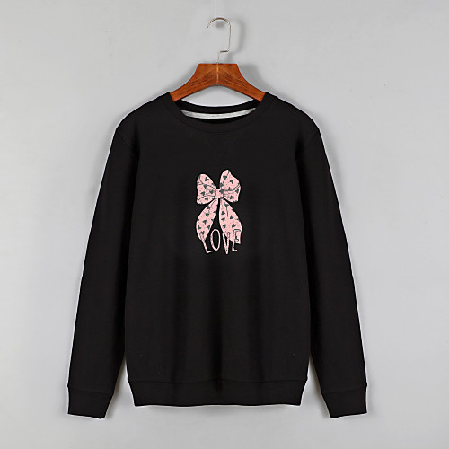 

Women's Sweatshirt Pullover Black Blue Cartoon Crew Neck Fleece Cartoon Cute Sport Athleisure Sweatshirt Top Long Sleeve Warm Soft Comfortable Everyday Use Causal Exercising General Use / Winter