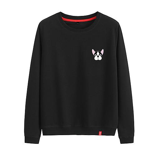 

Women's Sweatshirt Pullover Black White Pink Cartoon Crew Neck Cotton Dog Cute Sport Athleisure Sweatshirt Top Long Sleeve Breathable Warm Soft Comfortable Everyday Use Causal Exercising General Use