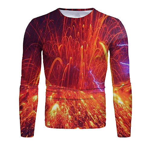 

Men's T shirt Graphic Long Sleeve Daily Tops Basic Elegant Red