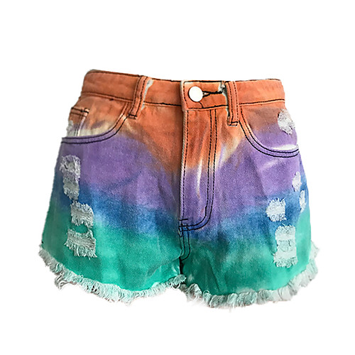 

Women's Basic Outdoor Sports Daily Shorts Pants Tie Dye Purple Orange