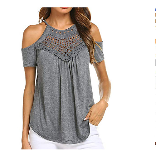 

Women's T shirt Solid Colored Cut Out Halter Neck Tops Cotton Streetwear Basic Top White Black Purple