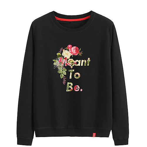 

Women's Sweatshirt Pullover Black White Pink Artistic Style Crew Neck Cute Flower Letter Printed Sport Athleisure Sweatshirt Top Long Sleeve Warm Soft Comfortable Everyday Use Causal Exercising