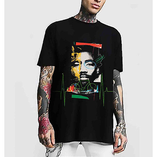 

Men's T shirt 3D Print Graphic Portrait Short Sleeve Daily Tops Basic Streetwear Black