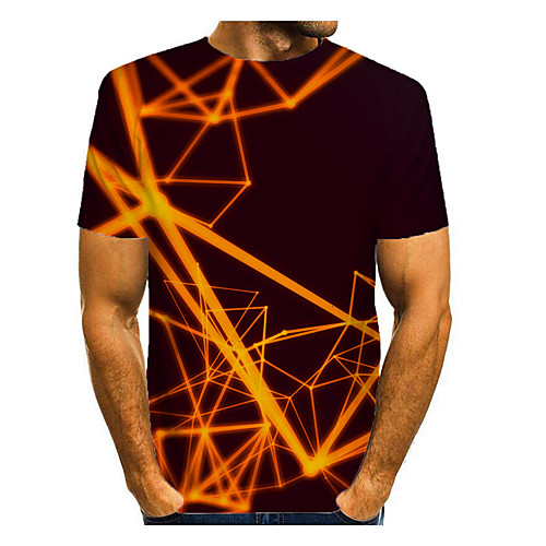

Men's T shirt Graphic Short Sleeve Daily Tops Basic Elegant Orange