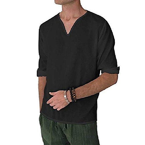 

men's beach t shirt linen hippie shirts v-neck yoga top
