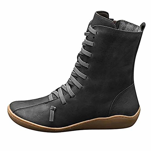 

Women's Boots Flat Heel Mid Calf Boots Casual Daily Wine Black Gray