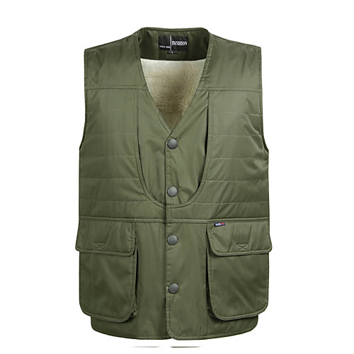 

Men's Hiking Vest / Gilet Fishing Vest Winter Outdoor Solid Color Lightweight Windproof Fleece Lining Breathable Top Cotton Hunting Fishing Climbing Black Army Green / Quick Dry