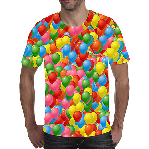 

Men's T shirt 3D Print Graphic Plus Size Print Short Sleeve Daily Tops Elegant Exaggerated Rainbow