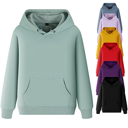 

Women's Hoodie Pullover Black White Blue Pure Color Drawstring Pocket Hooded Cotton Solid Color Cute Sport Athleisure Hoodie Top Long Sleeve Breathable Soft Comfortable Exercise & Fitness Running