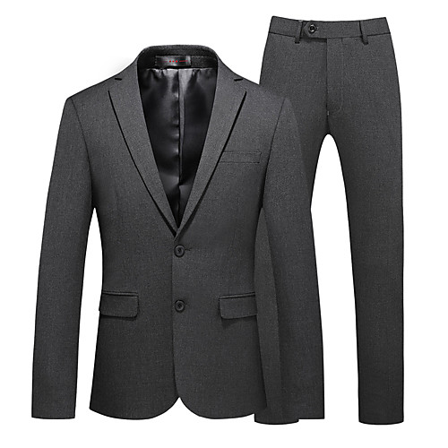 

Tuxedos Tailored Fit Notch Single Breasted Two-buttons Polyester Solid Color