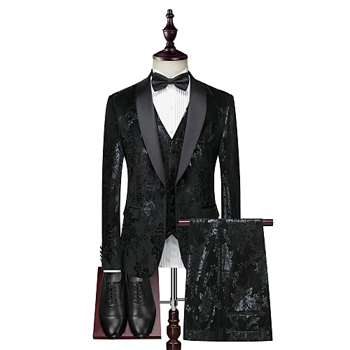 

Tuxedos Tailored Fit / Standard Fit Shawl Collar Single Breasted One-button Cotton Blend / Cotton / Polyester Solid Colored