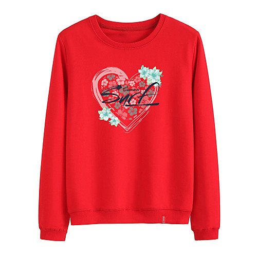 

Women's Sweatshirt Pullover Black White Pink Artistic Style Crew Neck Heart Cute Letter Printed Sport Athleisure Sweatshirt Top Long Sleeve Warm Soft Comfortable Everyday Use Causal Exercising