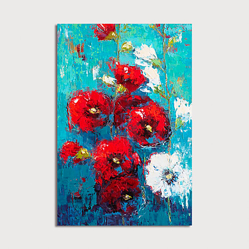 

Oil Painting Hand Painted Vertical Abstract Floral / Botanical Modern Stretched Canvas
