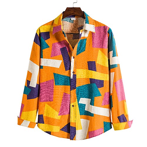 

Men's Shirt Other Prints Graphic Long Sleeve Daily Tops Yellow