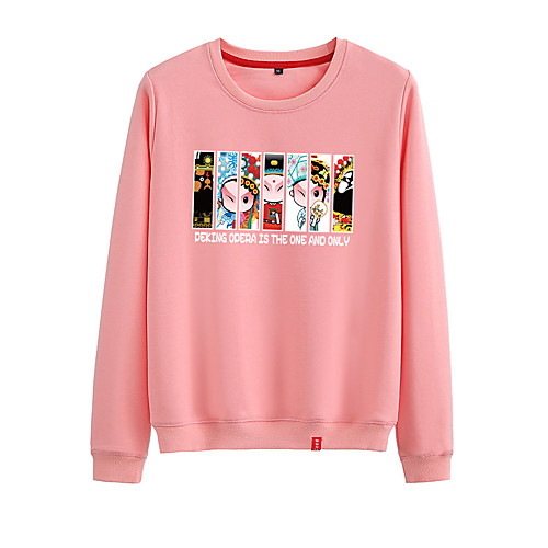 

Women's Sweatshirt Pullover Black White Pink Cartoon Crew Neck Person Cartoon Cute Sport Athleisure Sweatshirt Top Long Sleeve Warm Soft Comfortable Everyday Use Causal Exercising General Use