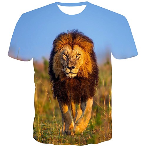 

Men's T shirt Graphic Print Short Sleeve Daily Tops Streetwear Brown