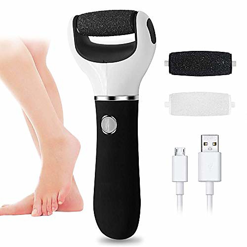 

electric foot file, electronic feet callus remover rechargeable hard skin foot scrubber pedicure tools kits ped egg pedi feet care remover with 2 coarse roller heads