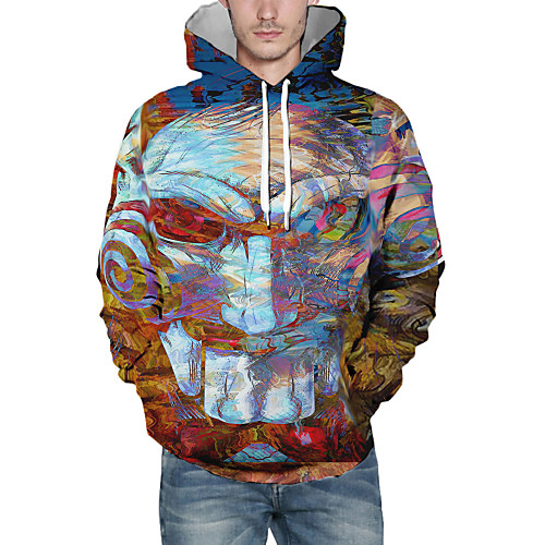 

Men's Halloween Pullover Hoodie Sweatshirt Graphic Skull Hooded Casual Hoodies Sweatshirts Rainbow