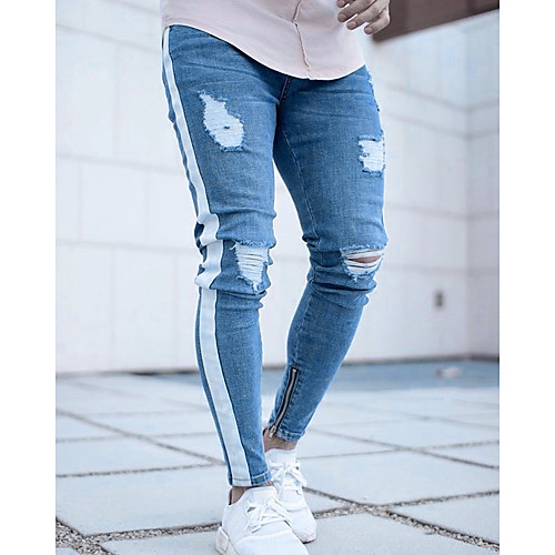 

Men's Basic Streetwear Jogger Pants Solid Colored Blue Light Blue