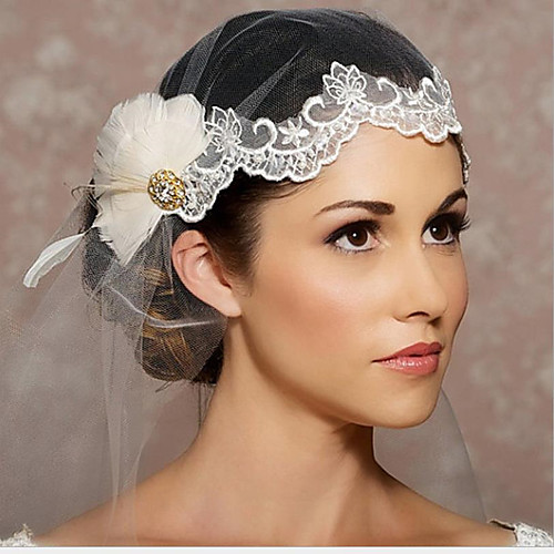 

One-tier Love Wedding Veil Fingertip Veils with Appliques / Crystals / Rhinestones Tulle