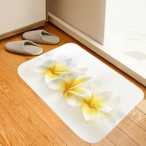 

Yellow White Flowers Flowers Kitten Girl Modern Bath Mats Nonwoven / Memory Foam Novelty Bathroom