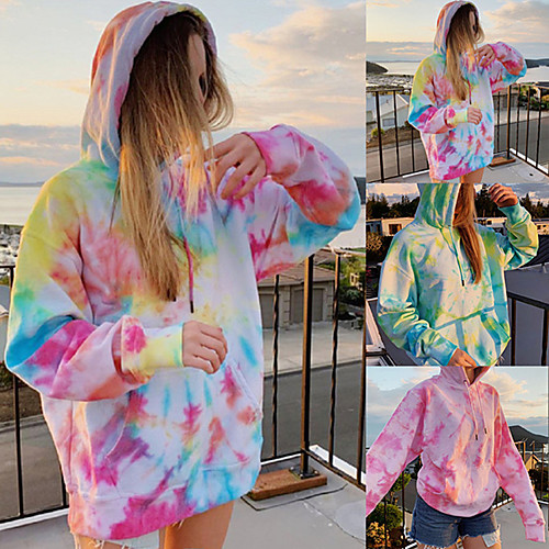 

Women's Hoodie Pullover Halo Dyeing Hoodie Tie Dye Sport Athleisure Hoodie Top Long Sleeve Comfortable Everyday Use Street Casual