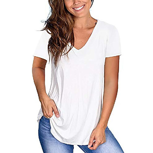 

v neck t-shirts for women short sleeve summer cotton tops white l