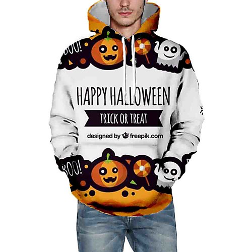 

Men's Pullover Hoodie Sweatshirt Graphic Letter Halloween Daily 3D Print Halloween Hoodies Sweatshirts White