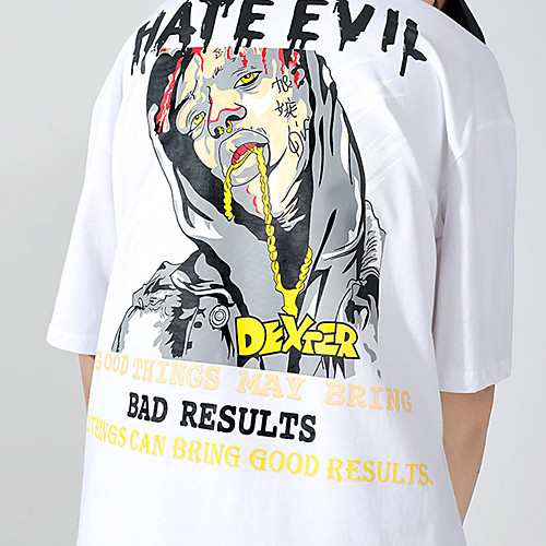 

Men's T shirt Tee / T-shirt Black White Oversized Streetwear Crew Neck Cartoon Letter Printed Cool Sport Athleisure T Shirt Half Sleeve Breathable Soft Comfortable Everyday Use Exercising General Use