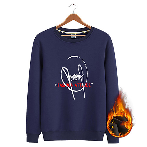 

Men's Sweatshirt Pullover Black White Blue Artistic Style Crew Neck Fleece Letter Printed Cool Sport Athleisure Sweatshirt Top Long Sleeve Warm Soft Comfortable Everyday Use Causal Exercising General