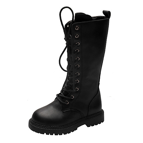 

Girls' Boots Comfort Combat Boots Roman Shoes PU Lace up Little Kids(4-7ys) Big Kids(7years ) Daily Party & Evening Black Fall Winter / Mid-Calf Boots