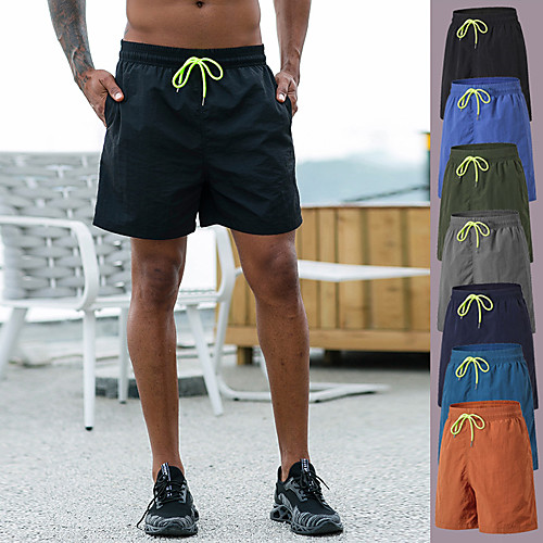 

YUERLIAN Men's Running Shorts Athletic Bottoms Drawstring Spandex Fitness Gym Workout Performance Running Training Breathable Quick Dry Soft Sport Solid Colored Earth Yellow Black Blue Green Dark