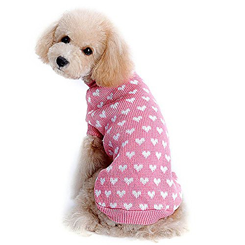 

pet dog sweater coats love heart pet dog sweater cute puppy pullover sweater knitwear tops doggy clothes pink