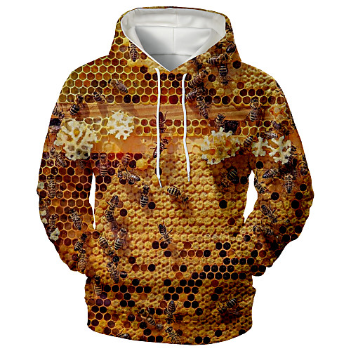 

Men's Hoodie Graphic Animal Daily Going out 3D Print Sports & Outdoors Hoodies Sweatshirts Yellow