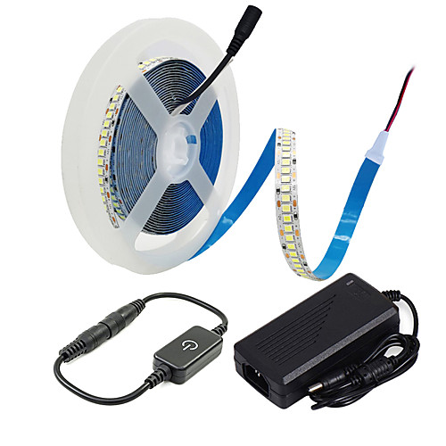

5M 16.4FT Touch Dimmable Warm White LED Strip Lighting 12V 1200LEDs Flexible Ribbon Tape Lamp High Density High Brightness Strip Light with DC12 Adapter