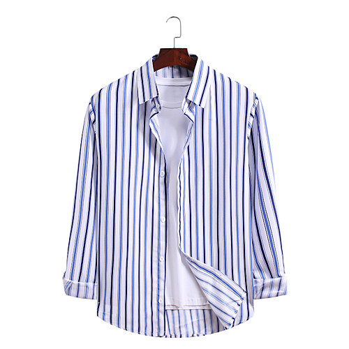 

Men's Shirt Other Prints Striped Long Sleeve Daily Tops Basic Elegant Blue Red Yellow