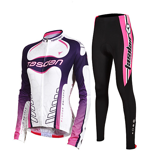 

TASDAN Women's Long Sleeve Cycling Jersey with Tights Winter Nylon Polyester Black Plus Size Bike Pants / Trousers Jersey Tights Breathable 3D Pad Quick Dry Reflective Strips Back Pocket Sports Solid