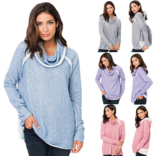 

Women's Sweatshirt Pullover Oversized Minimalist Cowl Neck Solid Color Sport Athleisure Sweatshirt Top Long Sleeve Warm Soft Comfortable Everyday Use Causal Exercising General Use / Winter