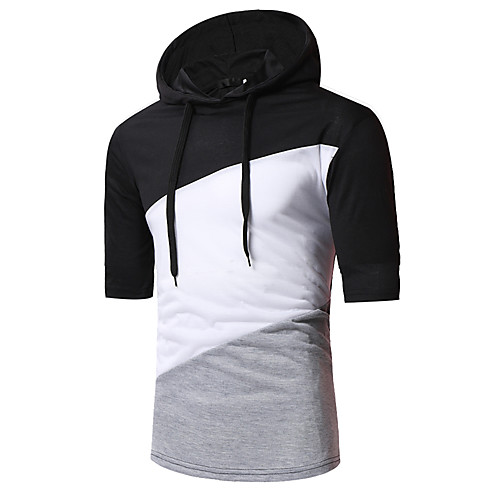 

Men's T shirt Color Block Short Sleeve Daily Tops Black Gray