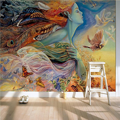 

Adhesive required Wallpaper Custom Self Adhesive Mural Wallpaper Flower Fairy Picture Suitable For Bedroom Living Room Coffee Shop Restaurant Hotel Wall Decoration Art