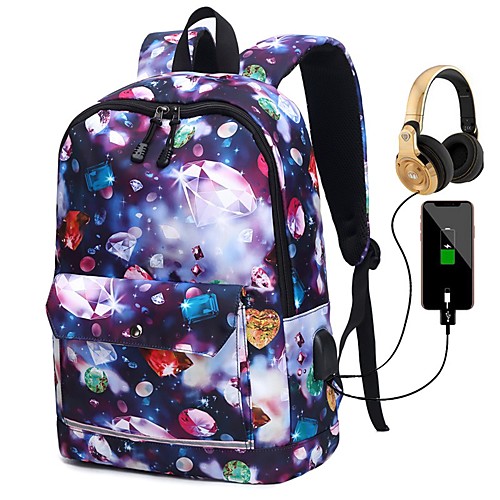 

Unisex Canvas Laptop Bag School Bag 3D Large Capacity Waterproof Zipper 3D Print Daily Outdoor Backpack Blue Purple Blushing Pink Sky Blue Dark Blue