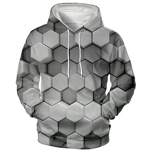 

Men's Hoodie Graphic Color Block Daily Going out 3D Print Sports & Outdoors Hoodies Sweatshirts White