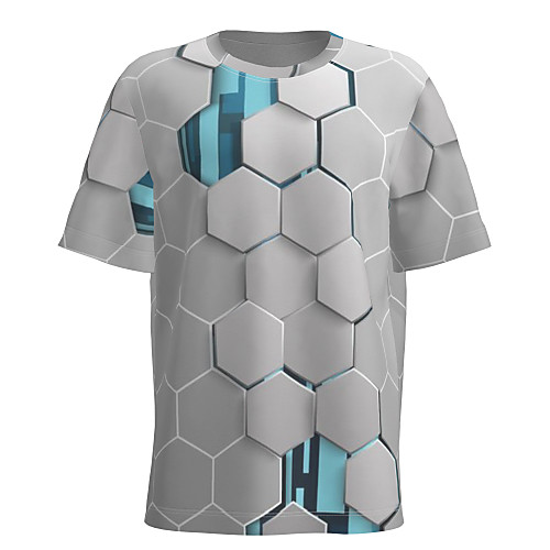 

Men's T shirt 3D Print Graphic Abstract Short Sleeve Daily Tops Basic White
