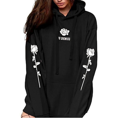 

Women's Pullover Hoodie Sweatshirt Floral Daily Other Prints Cute Hoodies Sweatshirts Black Blue Orange
