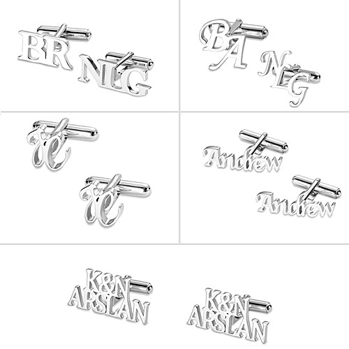 

Personalized Customized Men's Cufflink Set Geometrical Geometric 1pc / pack Golden Rose Gold Silver