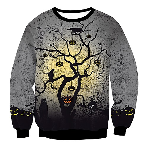 

Women's Pullover Sweatshirt Print Halloween Hoodies Sweatshirts Gray