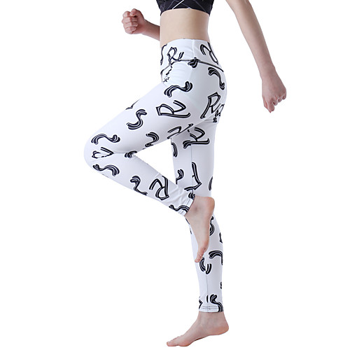 

Women's Yoga Pants Tights Tummy Control Butt Lift Breathable BlackWhite Yoga Fitness Gym Workout Sports Activewear Stretchy