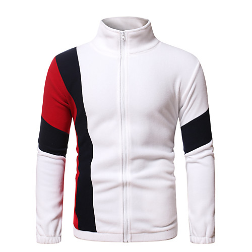 

Men's Zip Up Hoodie Sweatshirt Color Block Basic Hoodies Sweatshirts White Navy Blue