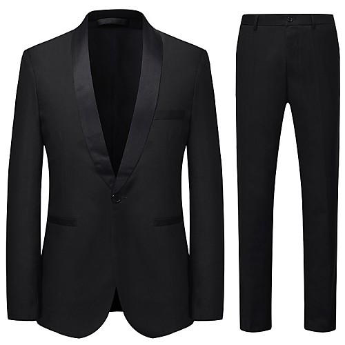 

Tuxedos Tailored Fit / Standard Fit Shawl Collar Single Breasted One-button Cotton Blend / Cotton / Polyester Solid Colored