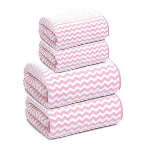 

Bath Towel set of 4 striped Bath Towel Set 2 Bath Towels 2 Hand Towels Super Soft Highly Absorbent Multi Color Stripes